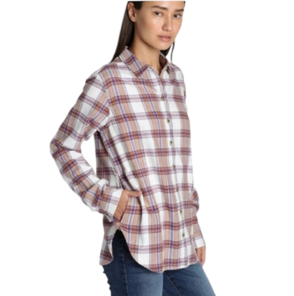 Jachs Girlfriend Flannel Shirt Limited Edition Plaid Button Front Pockets